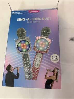 Sing-A-Long Duet Bling Edition Wireless Karaoke Microphones - Silver & Pink